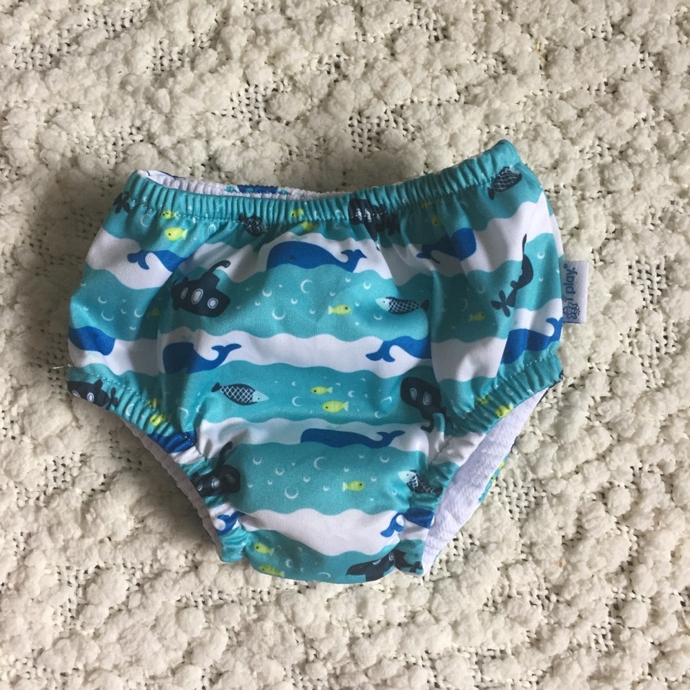 NWOT iPlay Ultimate Swim Diaper Whales Fish 6 mths